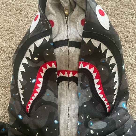 Bape Black Shark Camo Zip WGM Hoodie